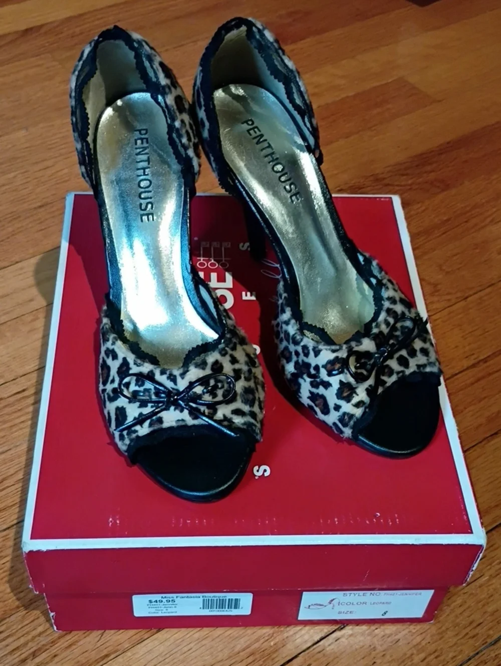 Penthouse Faux Leopard Heels Size 8
